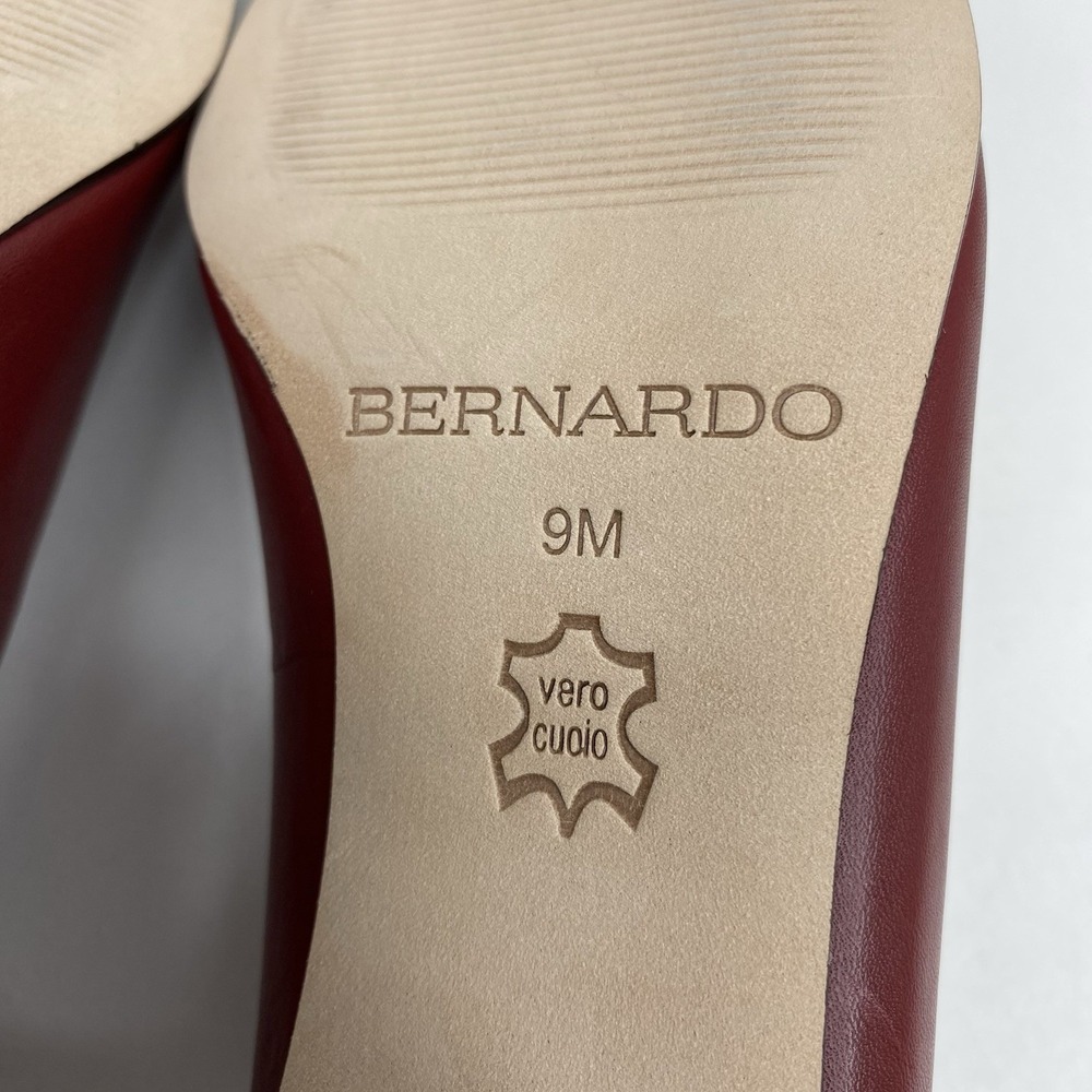 BERNARDO Marisol Cap Toe Pumps Two Tone Leather Dark Red/Brown Sz 9M Block Heel - Picture 14 of 15